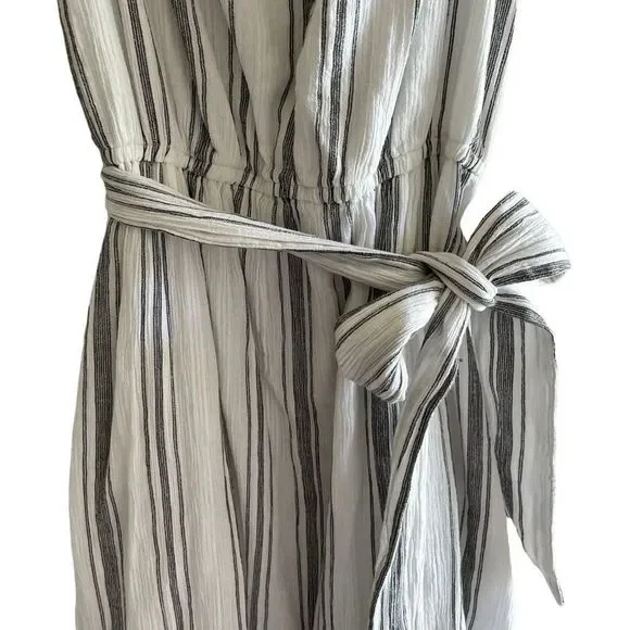 Lauren Ralph Lauren Black White Stripe Midi Summer Dress Women’s Size 6 Small - Picture 5 of 8